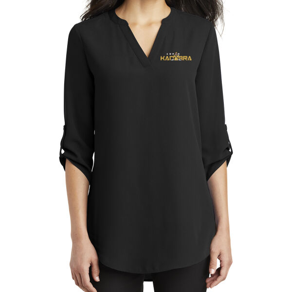 Port Authority® Women's 3/4-Sleeve Tunic Blouse - Embroidered Logos Thumbnail
